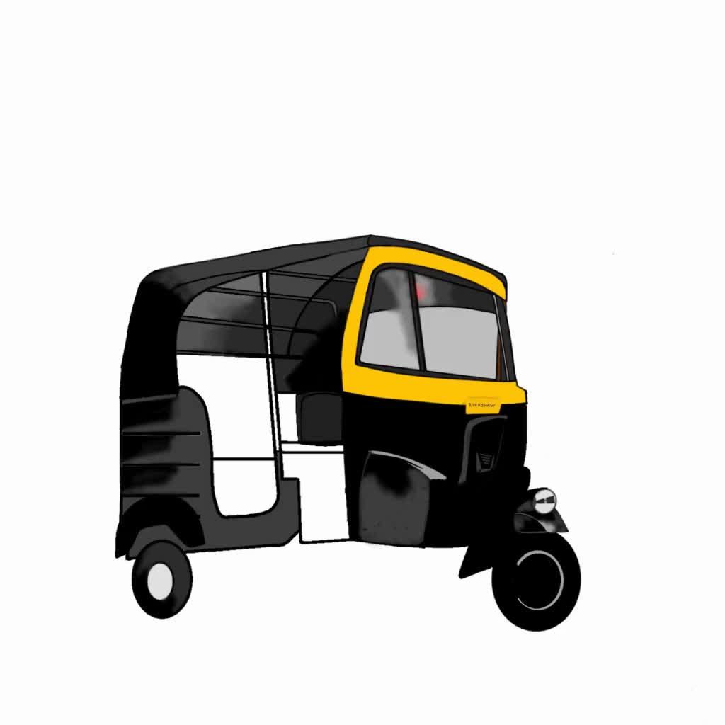 Single continuous line drawing rickshaw Royalty Free Vector