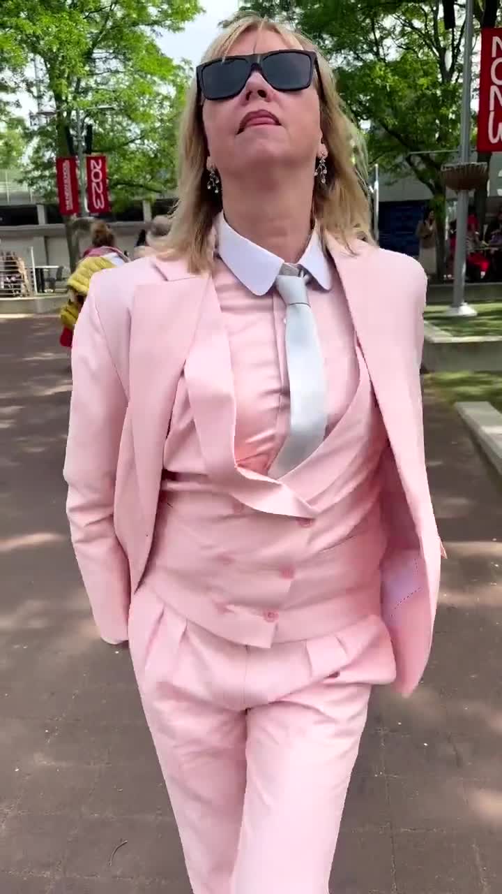 Light Pink Womens Suit 3 pc Pastel Pink Satin Pant Suit High