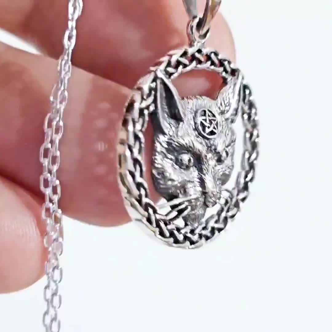 Cat Pentagram Pendant 925 Silver Witch's Cat Familiar
