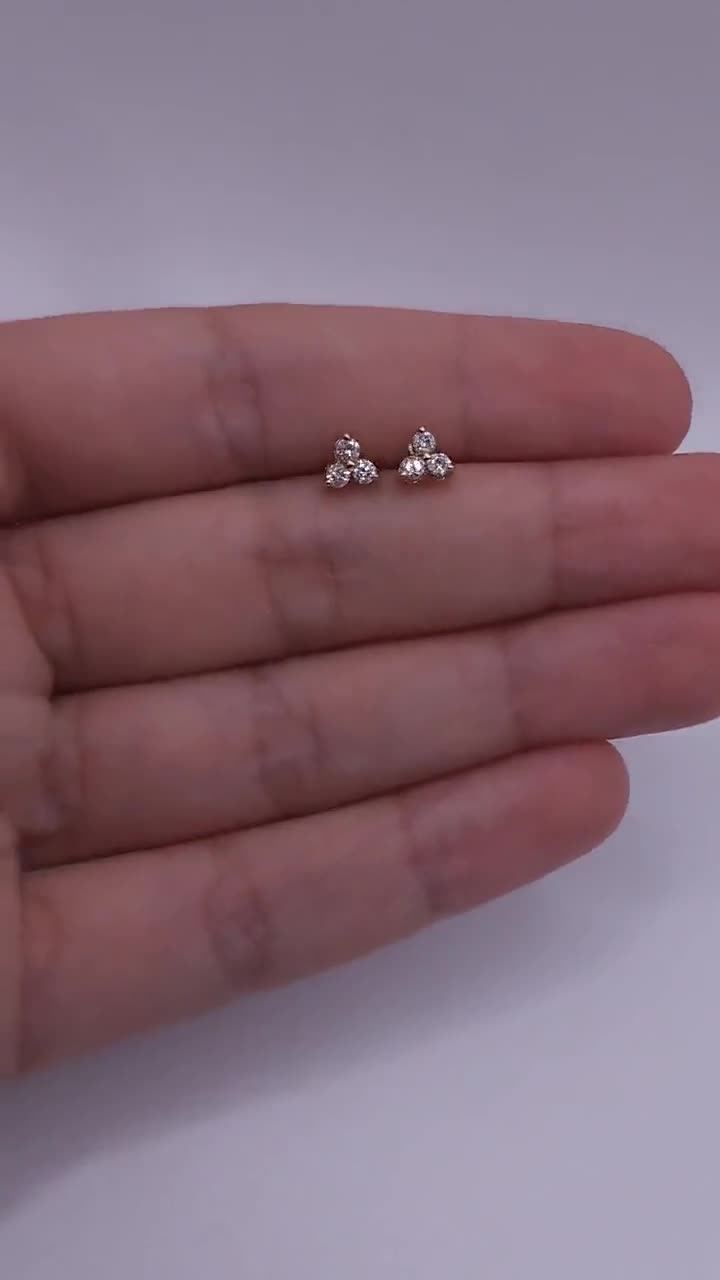 Round Cut 3 Stone Diamond Earrings, 0.30ct Diamond Earrings Round Cut 3 Stone Diamond Earrings, 0.30ct Diamond Earrings