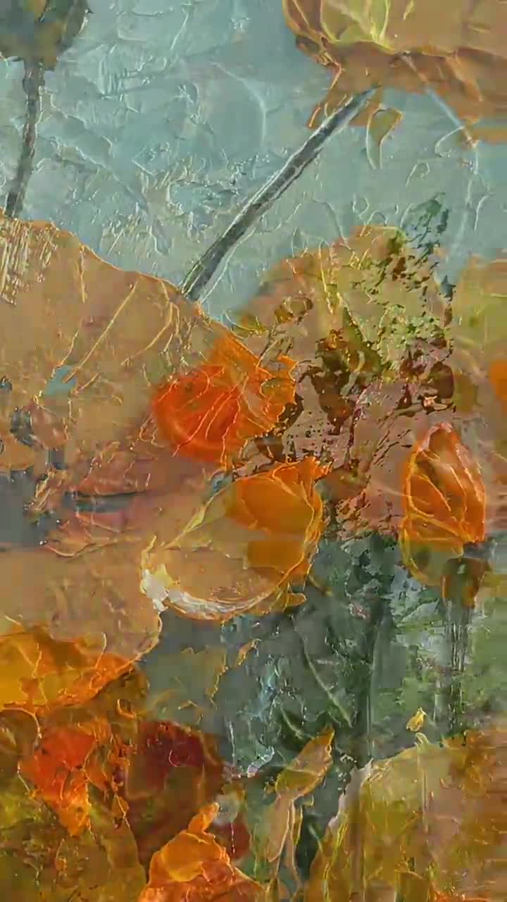 油絵アート（orange flower） 油絵 油彩 油彩画 絵 絵画 【紅葉の秋】 絵画 HR 通販
