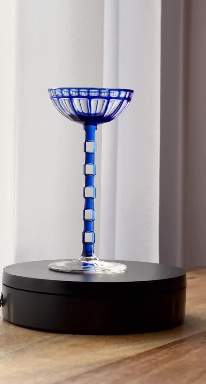1908 Otto Prutscher Blue Sweet Wine Glass for Meyr's Neffe