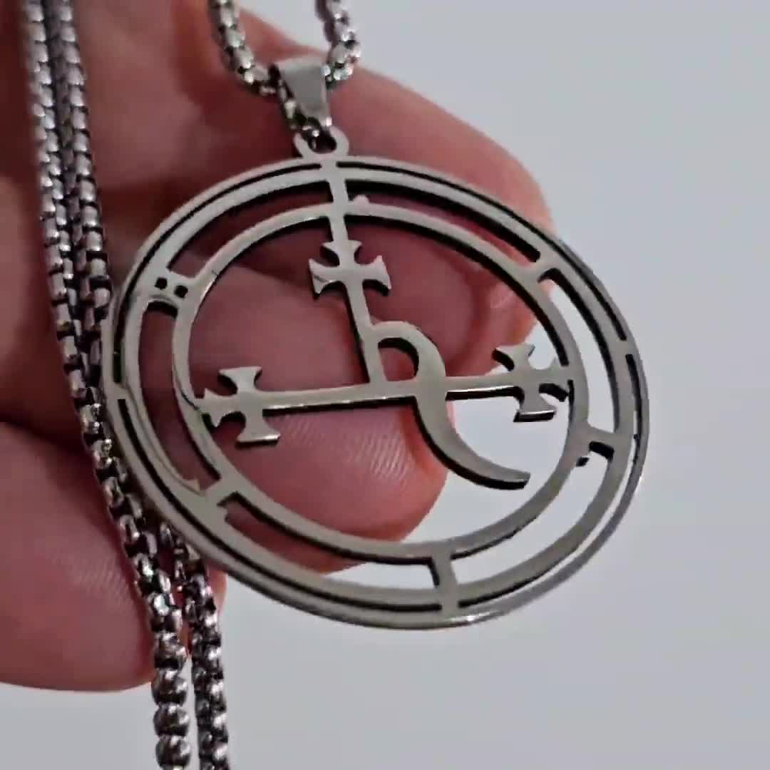 Collana Con Sigillo Di Demone In Acciaio Inossidabile Uomo/donna Colore Oro Satana LILH Pendenti Collane Jewery Collier Homme 1332