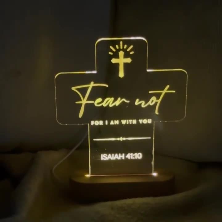 Bible Verse LED Night Light – Custom Scripture Cross Lamp