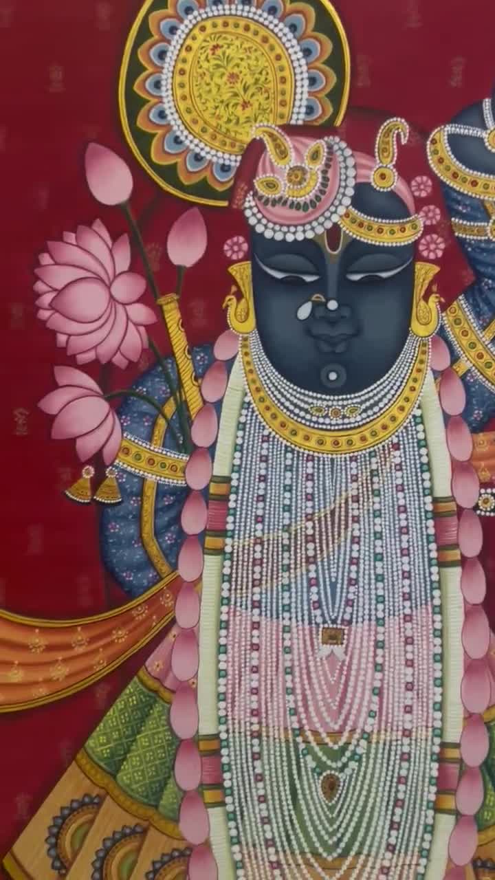 Shrinathji Krishna Pichwai Painting of Hand Painted Artwork on