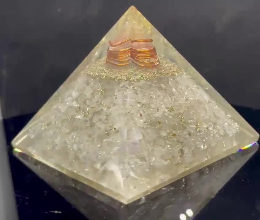 Clear Quartz Pyramid with Copper Coil | Energy Generator for