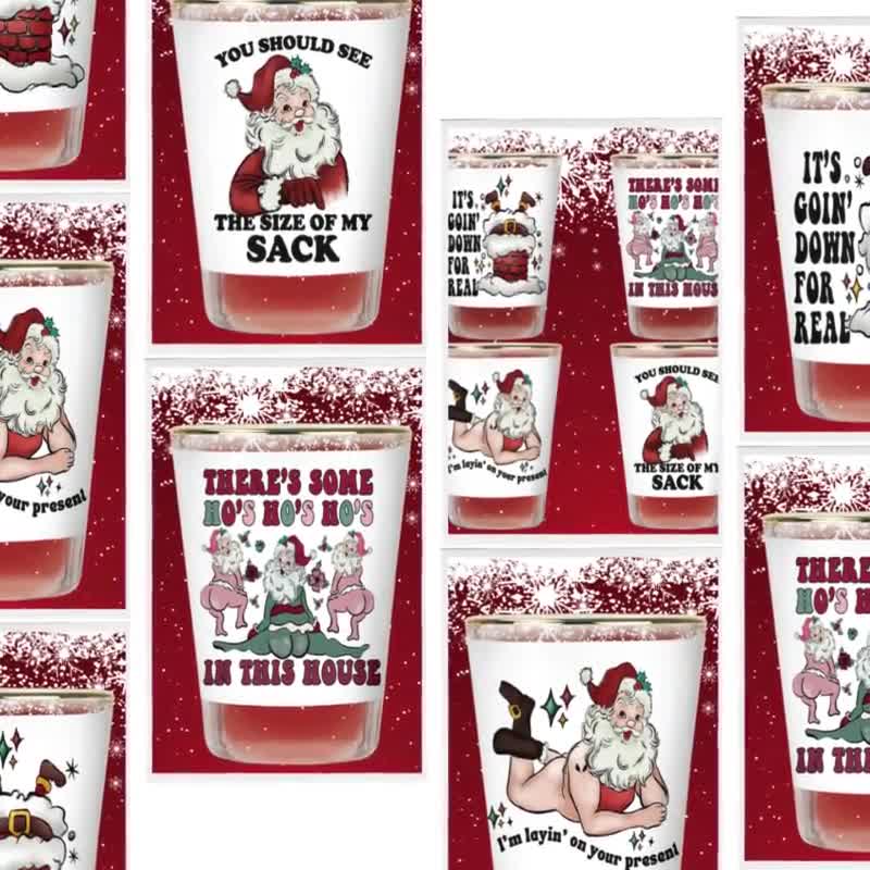 Roshtia 18 Sets Christmas Party Favors Merry Christmas Shot Glasses 1.2 Oz Acrylic