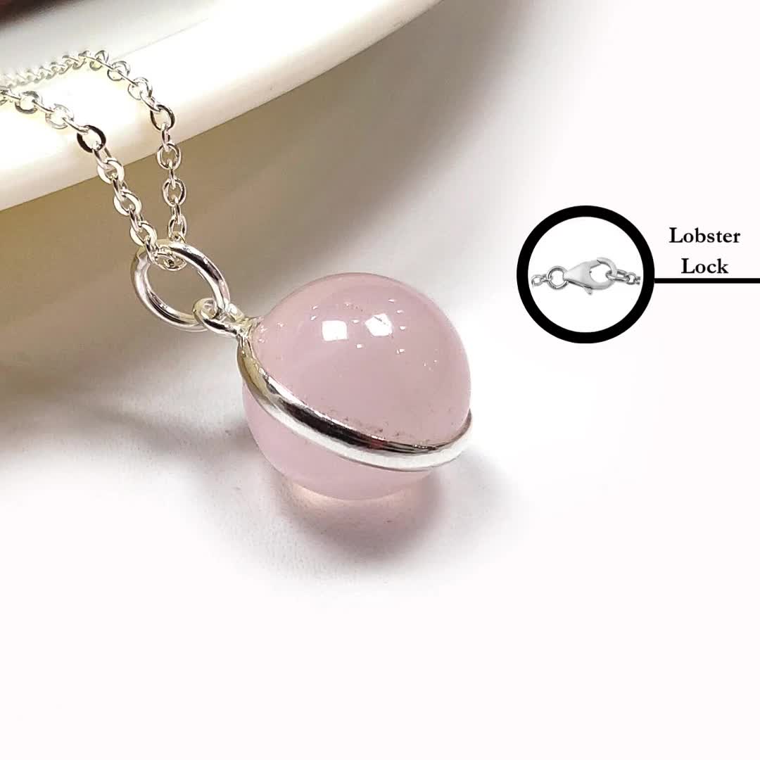 ブレスレット LESS IS MORE rose gemstone ball necklace High Quality Rose Quartz Ball Necklace, Natural Crystal
