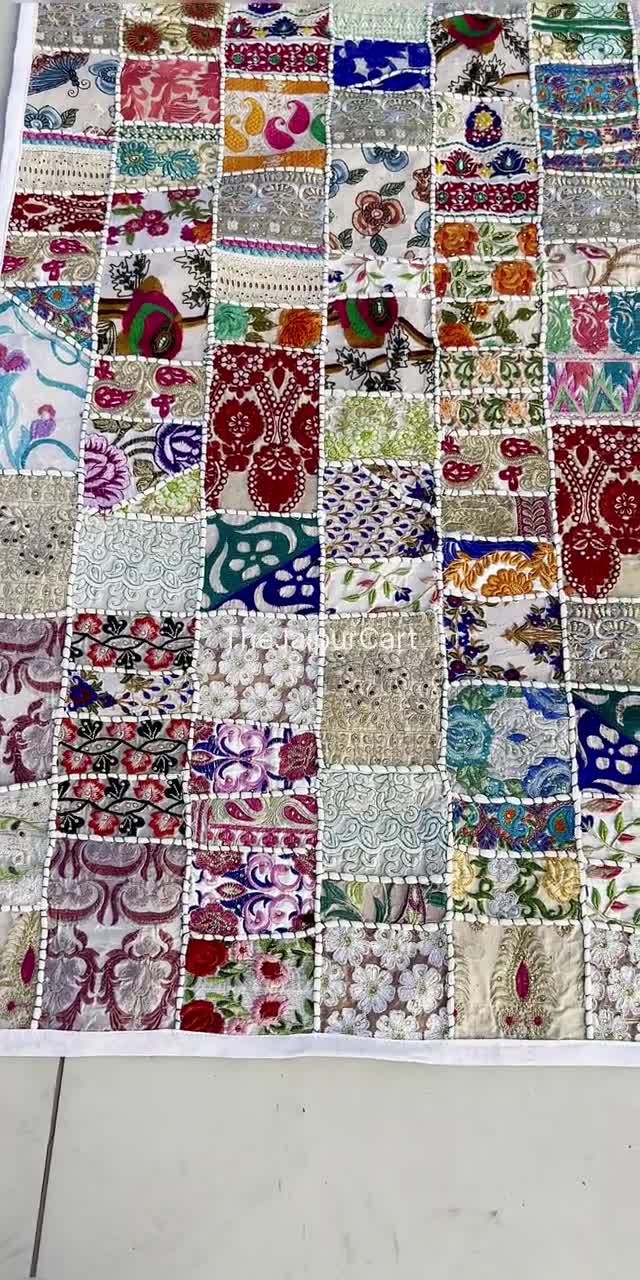 ヴィンテージ インド パッチワーク タペストリー、壁掛けタペストリー