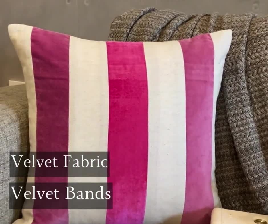 装飾用クッションカバー 16 x 16インチ ベルベット＆リネン クッション