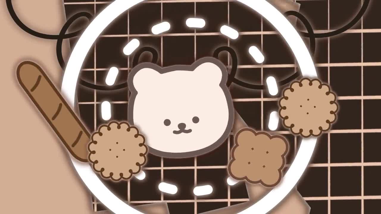 Bear Stinger Overgang Schattig Kawaii Bakkerij Koekjes Brood Toetje |  Twitch-stinger | Schattige unieke anime-cartoon geanimeerde OBS, image size:1280x720