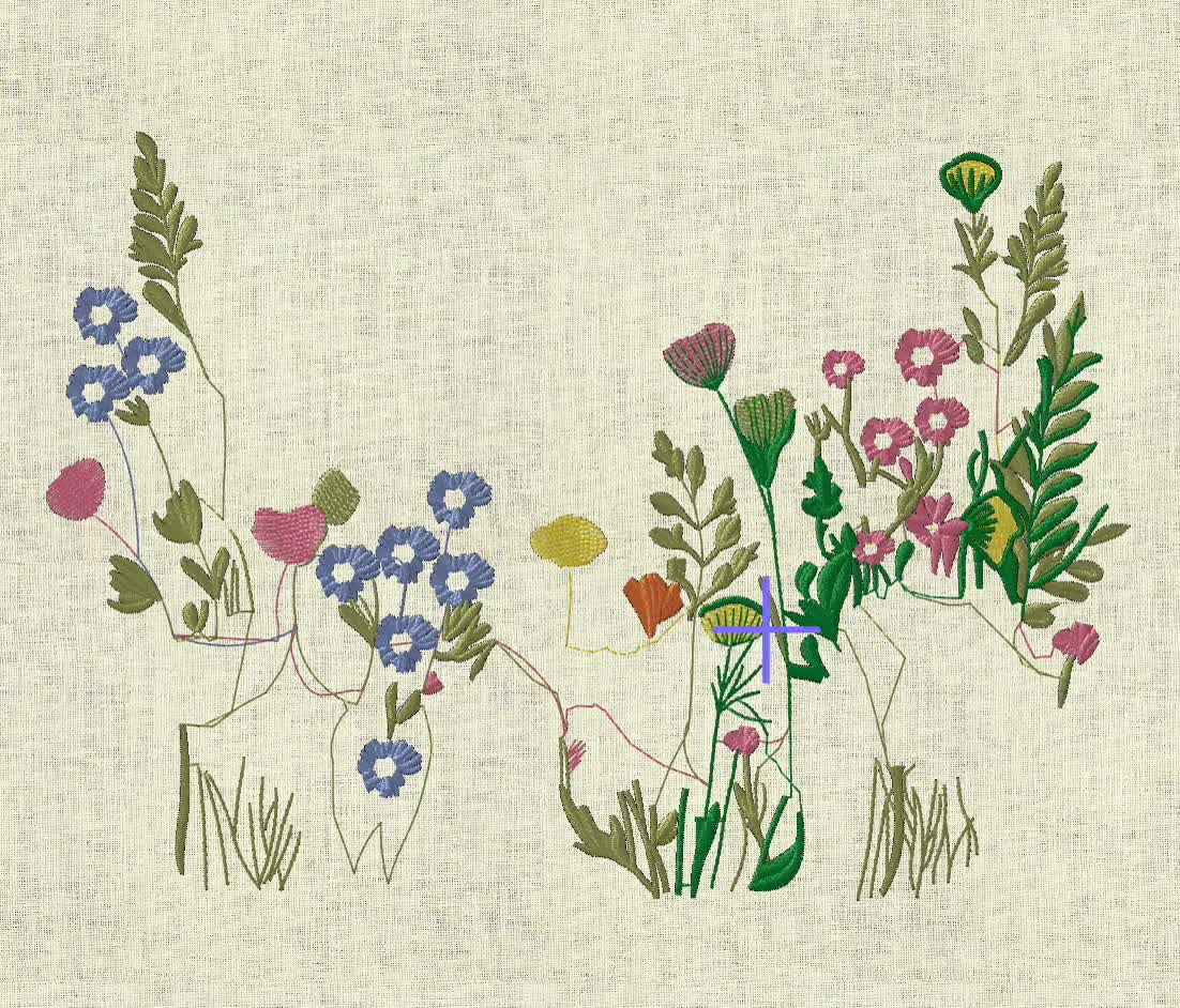 ワイルドフラワー刺繍デザイン：花柄の機械刺繍パターン（4～10インチ