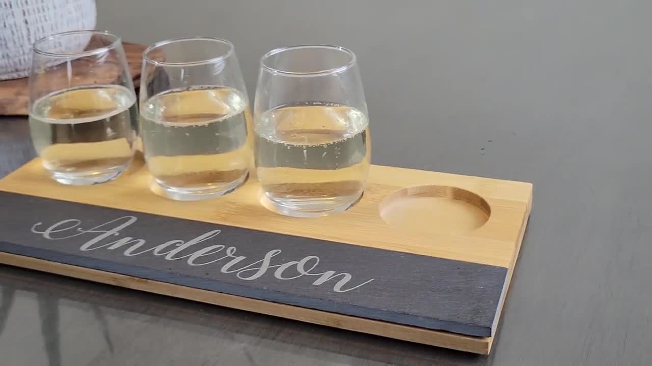 Wood and Marble Wine Flight Cheese Board Set