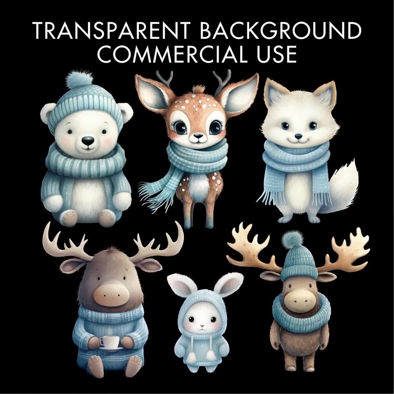 Watercolor Winter Animals Clipart, Winter Wonderland Graphics (Digital  Download), image size:1280x1280