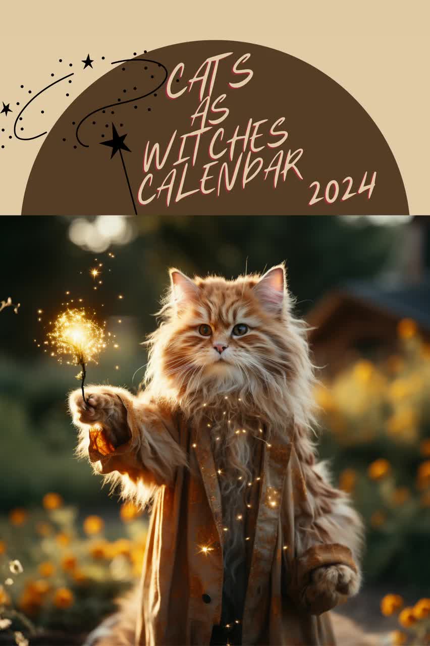 Funny Cat Calendar 2024 Kitten Hangable Monthly Wall Calendar 11x8.5 Inch  From Jan 2024 To Dec Cat Lover's smbmy
