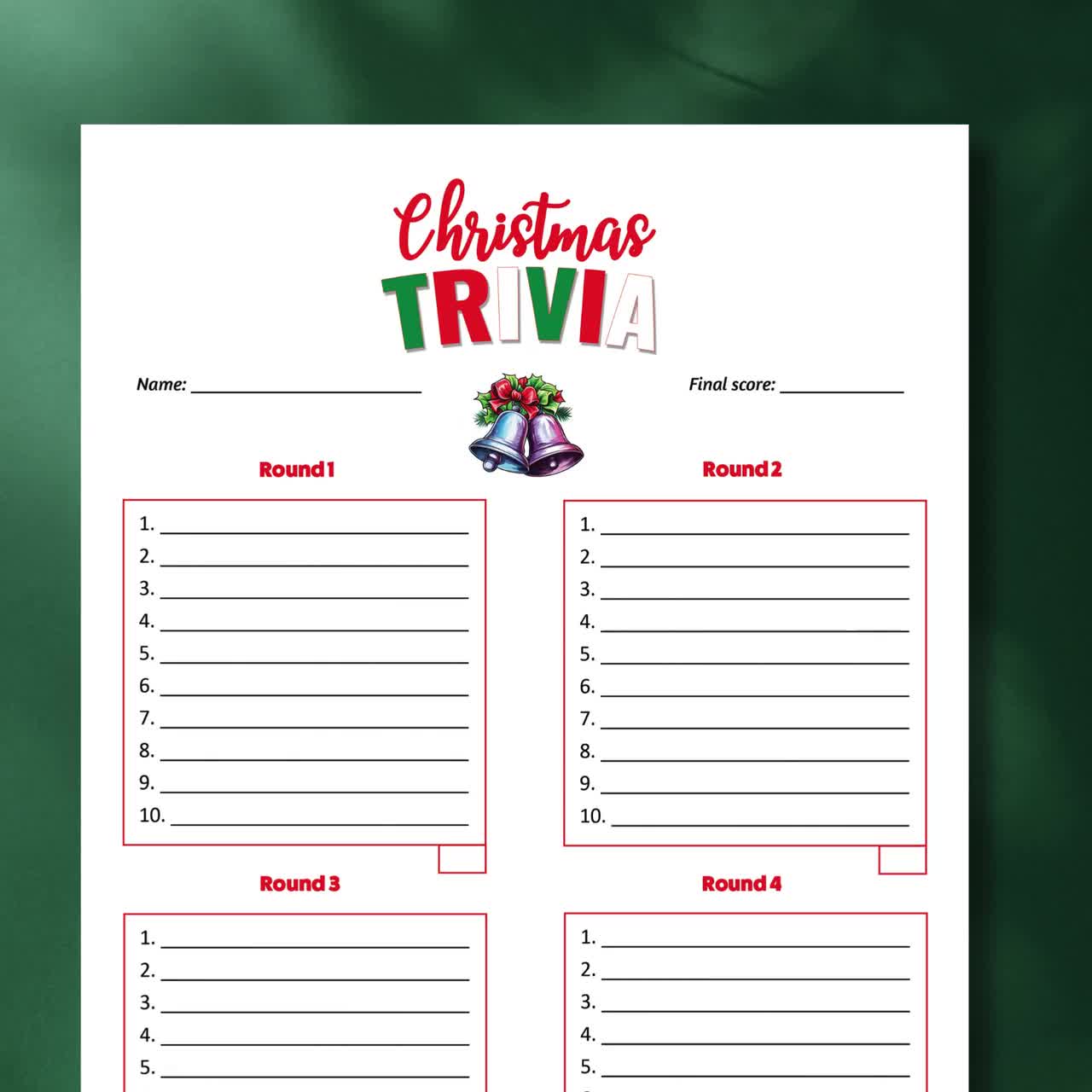 With these fun Trivia Answer Sheets you ll be sure to Sleigh the Competition at your Christmas Trivia Party vvlojy christmas trivia answer sheets: holiday game night (digital download)