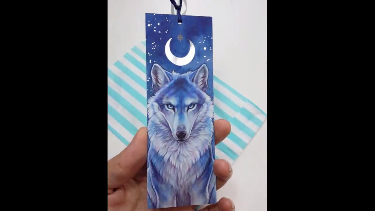 Lunar Wolf Silver Foil Bookmark