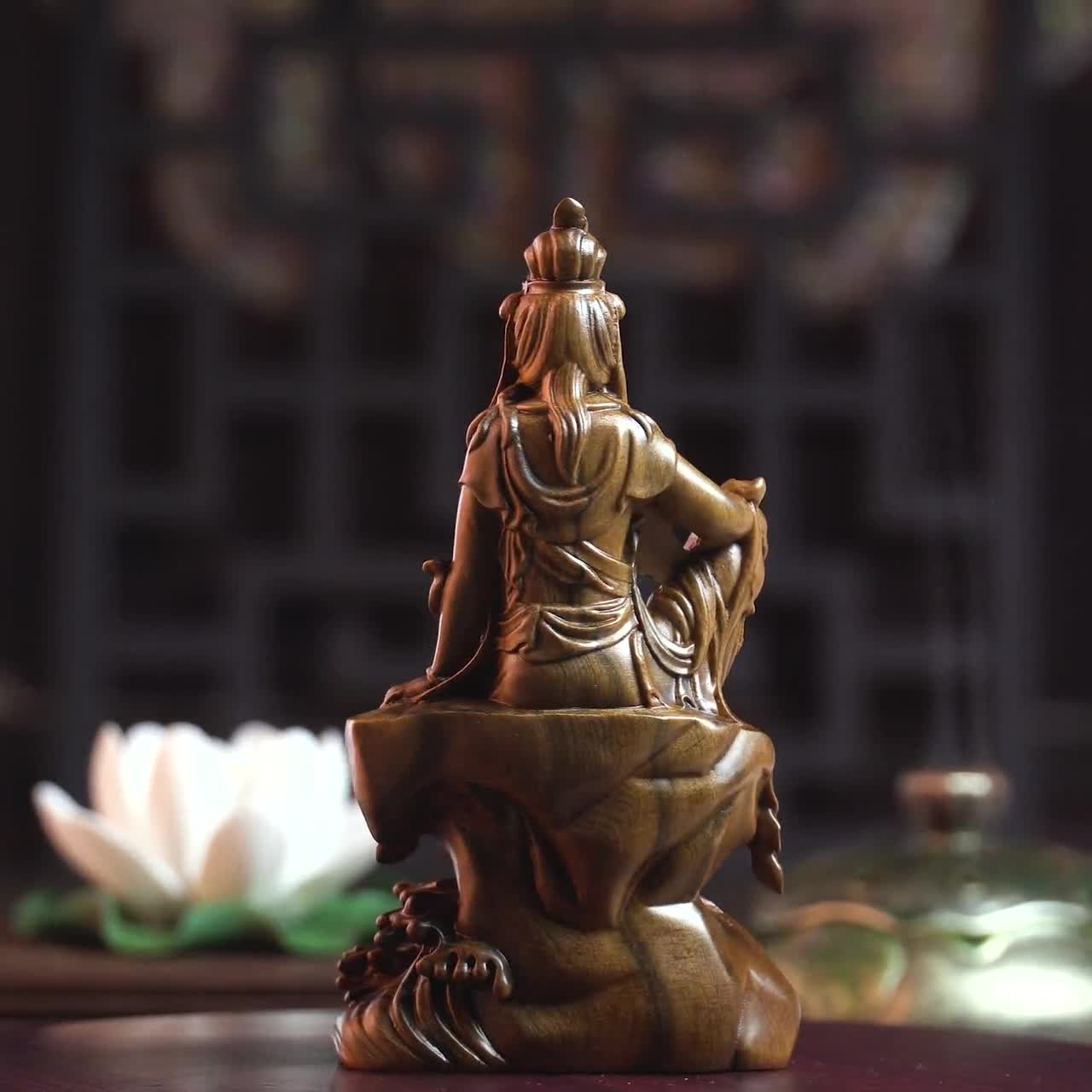 Wooden Guan Yin Bodhisattva, Kwan Yin, Quan Yin, Kuan Yin Statue Feng Shui 6