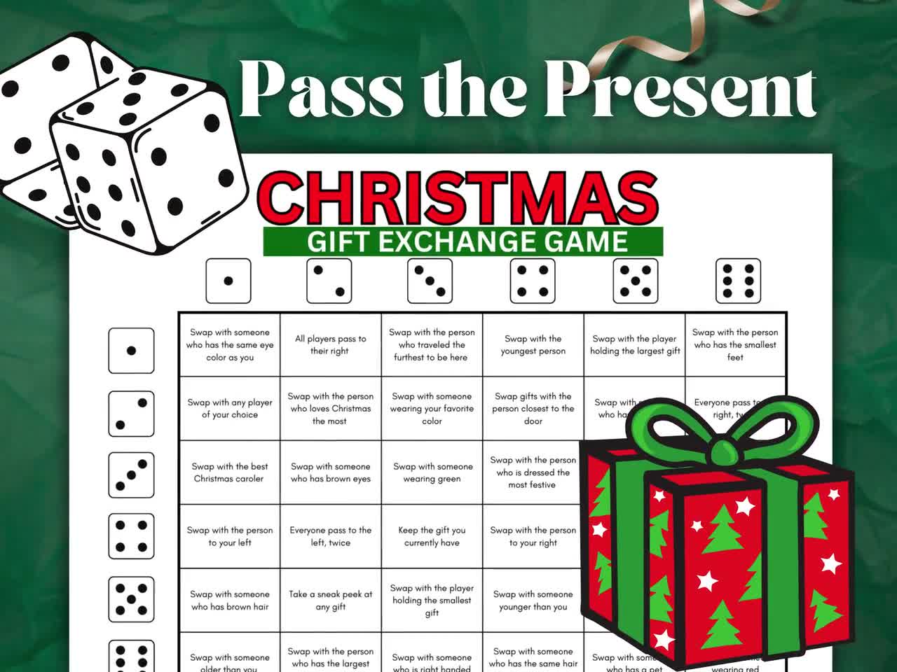 christmas-gift-exchange-dice-game-roll-the-dice-gift-exchange-pass-the-present-double-dice-gift-game-white-elephant-holiday-party-game-etsy-israel for Christmas Dice Game Printable Free Christmas Gift Exchange Dice Game, Roll the Dice Gift Exchange, Pass the Present, Double Dice Gift Game, White Elephant, Holiday Party Game - Etsy Israel for Christmas Dice Game Printable Free