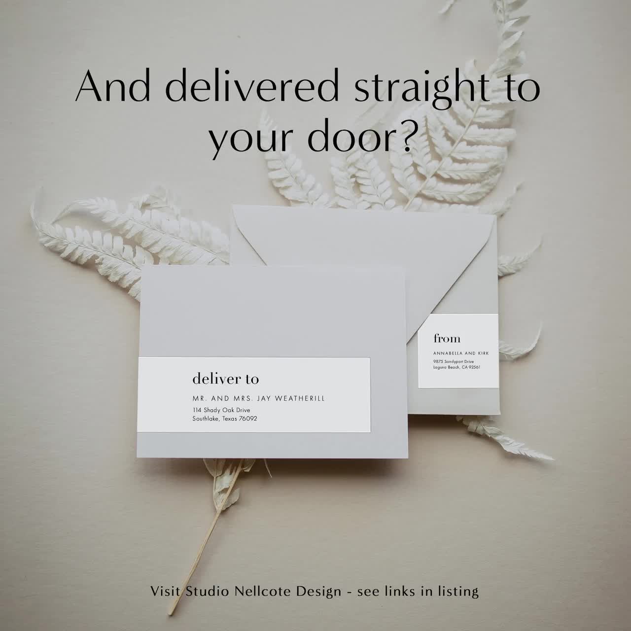 Eucalyptus Wrap Around Envelope Label Template, Rustic Wrap around, DIY  Editable Address Labels, Greenery Printable Wrap Labels, SN014F_WL, image size:1280x1280