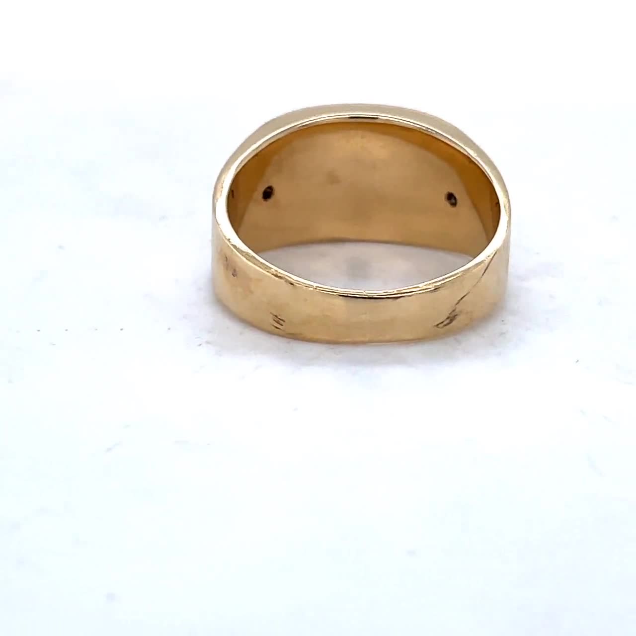Unique Vintage Onyx and Diamond Unisex Ring, 14k Yellow Gold