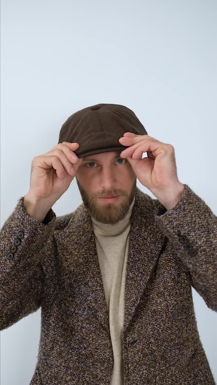 Casquette Plate En Cuir PU Homme - Béret Irlandais Réglable 56-60 Cm - Style Rétro Hiver - 9