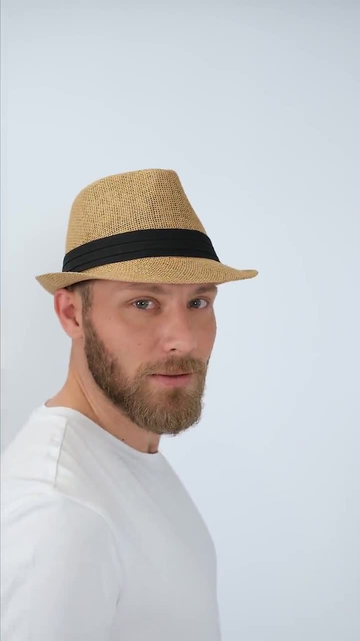 Camel Fedora Straw Hat, Hatsquare Men Summer Hat, Straw Fedora Hat, Beach  Hat, Sun Hat, Boho Hat, Short Brim Hat, Women Straw Hat 
