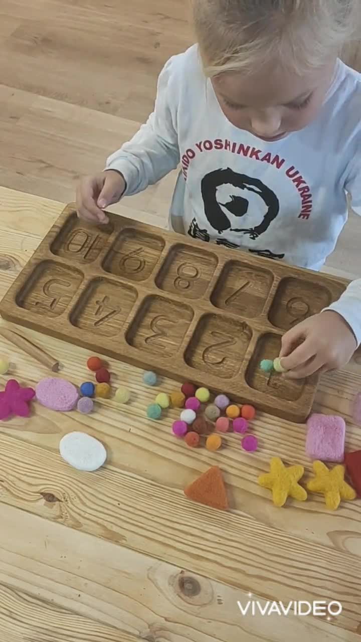 Montessori sorting tray with 10 sections and NUMBERS – THREEWOOD