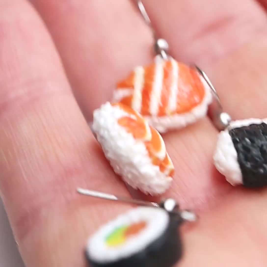 Sushi Earrings Stud Earrings Post Sushi Jewelry Sushi Accessories California Roll Japanese Food Miniature Food Foodie Kawaii Sushi Gift Idea