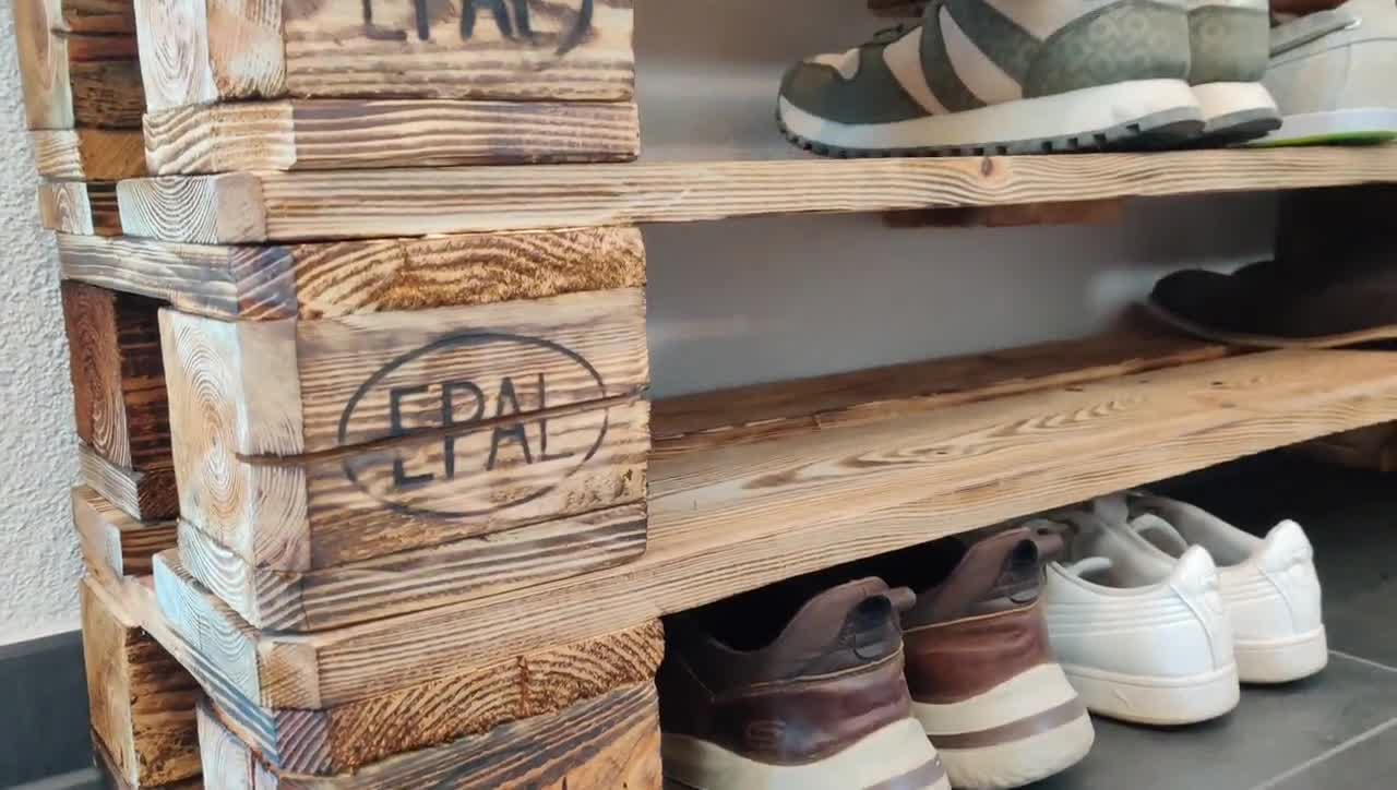 Unique Shabby Chic Pallet Wood Floating Shoe Rack Ideal Storage -   Israel
