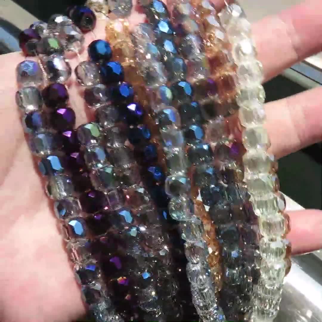 10 Perle Di Vetro ROTONDO 8 Mm - Argento Antico AB - INCISO - Premium - Raro - Perle Rare Di Boemia - B_1487 - Italia