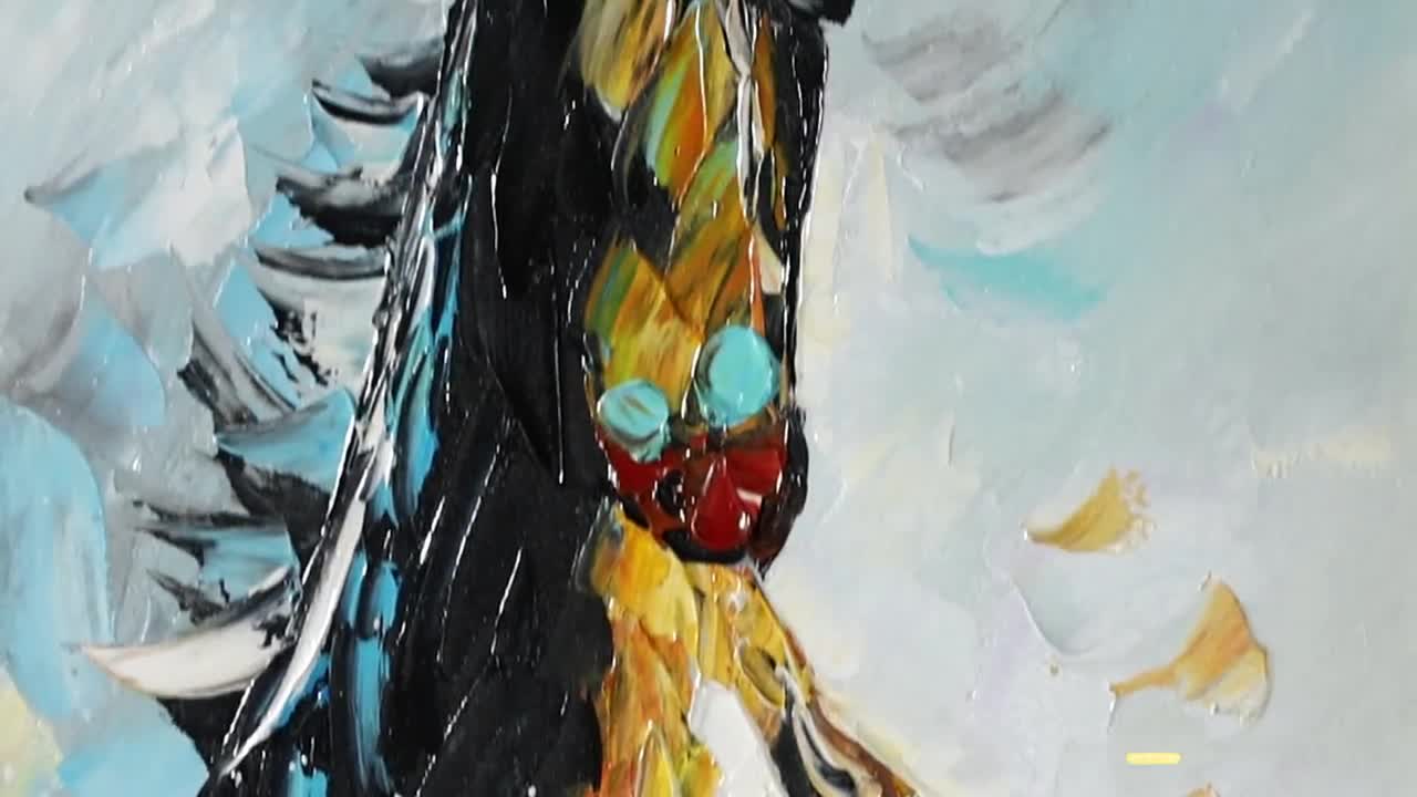 抽象的な馬の絵画：テクスチャアクリルアート、額入りキャンバス