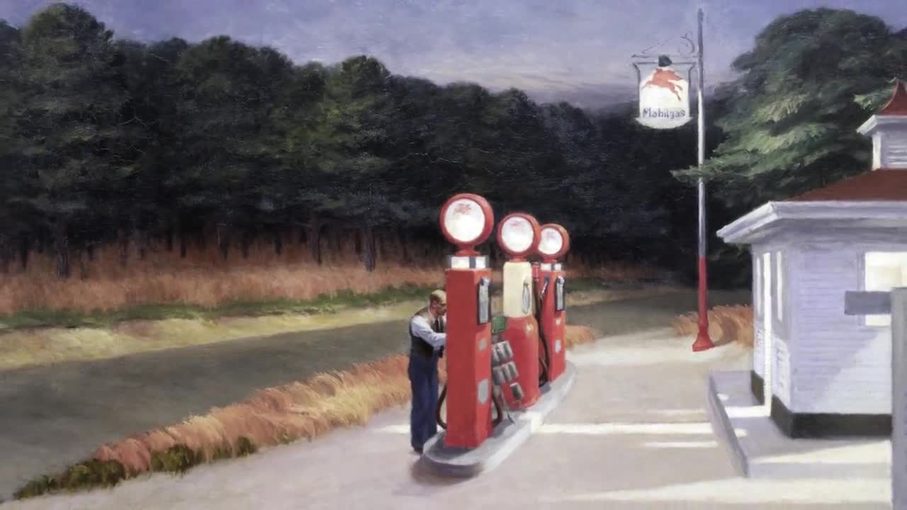 Edward Hopper Painting for Samsung Frame TV: Vintage Gas Station