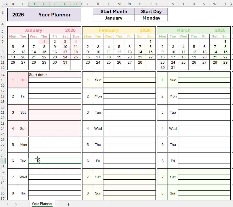 Year-at-a-Glance Planner | 12-Month Spreadsheet Template | Google Sheets + Excel | Editable, Digital Download video poster