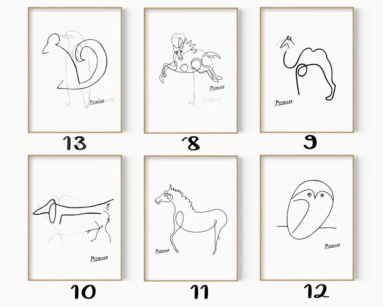 Choose Any 24 Picasso Animals Drawing, Picasso Animal Line