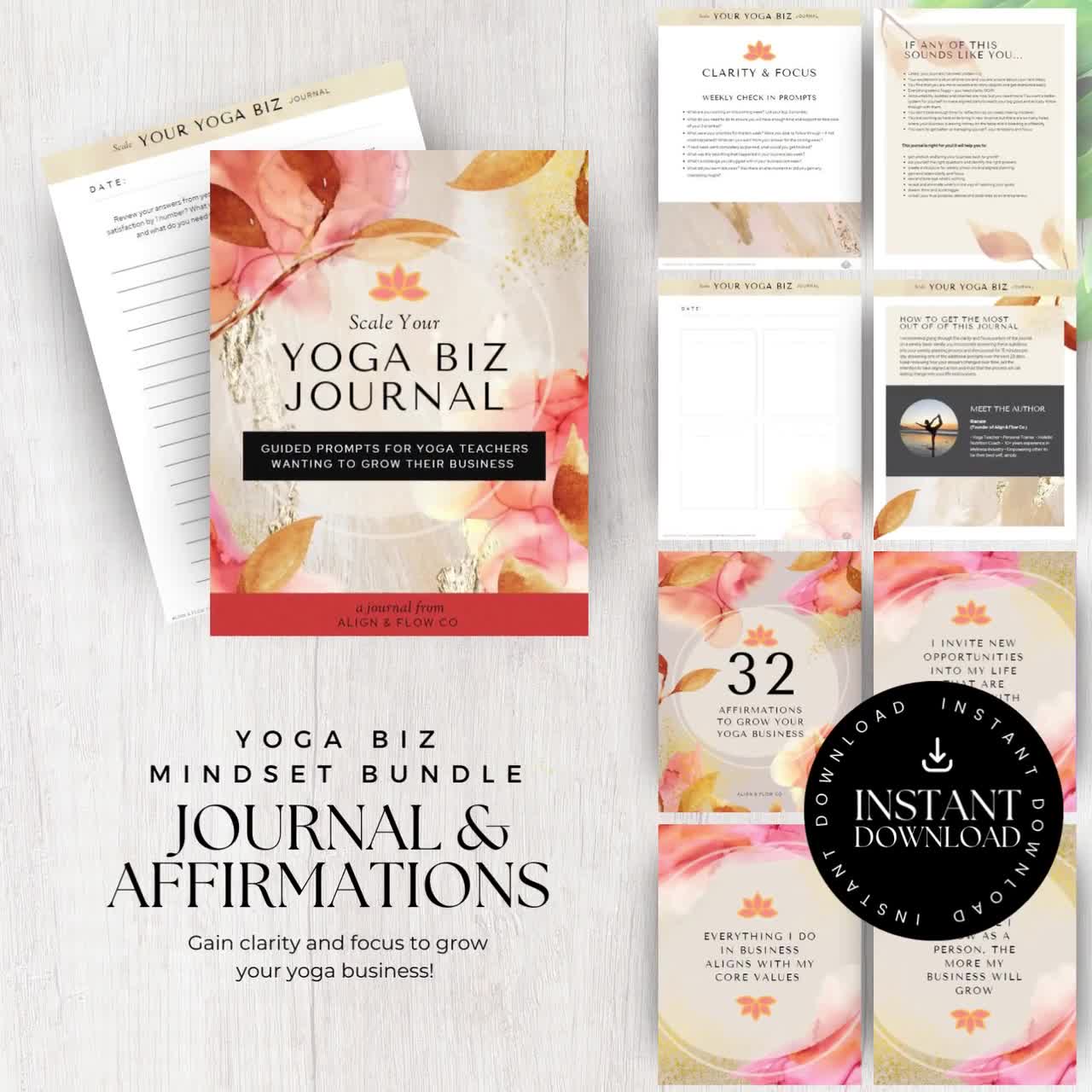 YOGA BIZ BUNDLE: Printable Mindset Journal, 32 Affirmation Cards and  Wallpapers 28 Days Guided Prompts Business Growth and Clarity 