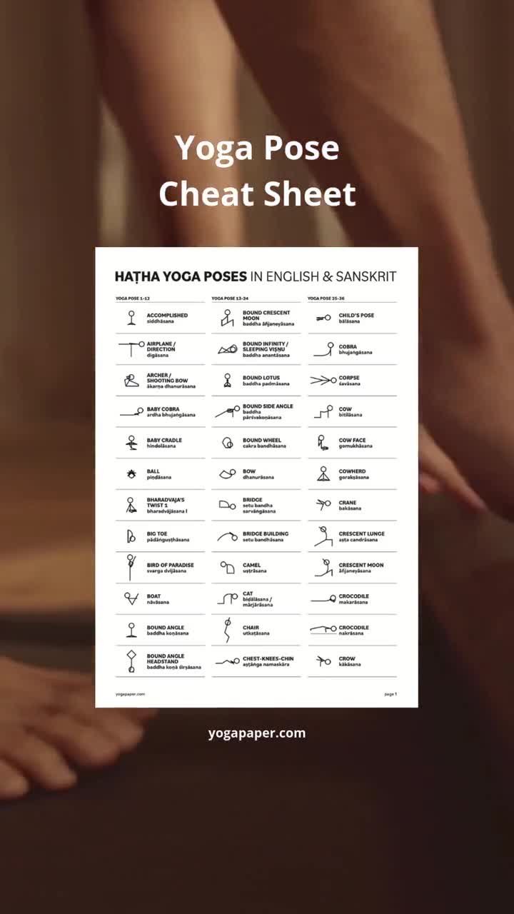 Yoga Poses Cheat Sheet: 215 Hatha Asanas (Printable PDF) video poster
