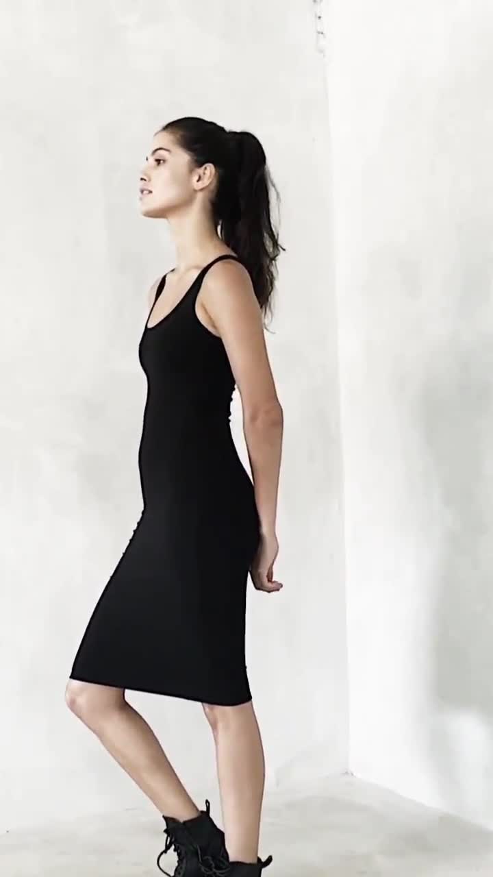 Bodycon Dress, Little Black Dress, Black Tank Dress, Cocktail Dress,  Organic Cotton Mini Dress LBD, Minimalist Midi, Casual Boho Dress 