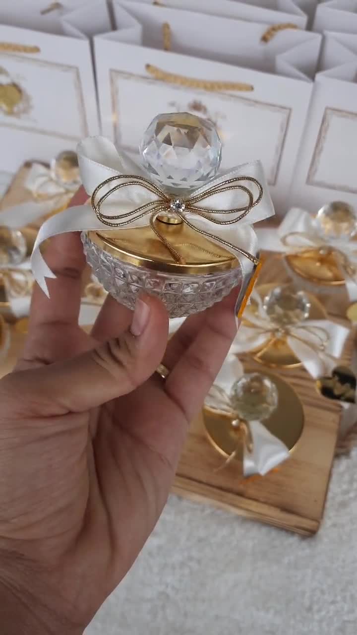 Personalized Wedding Favors for Guests, Crystal Glass Turkish Delight Bowl  Chocolate Gift, Islamic Gifts,luxury Favors, Baby Showers Favors 