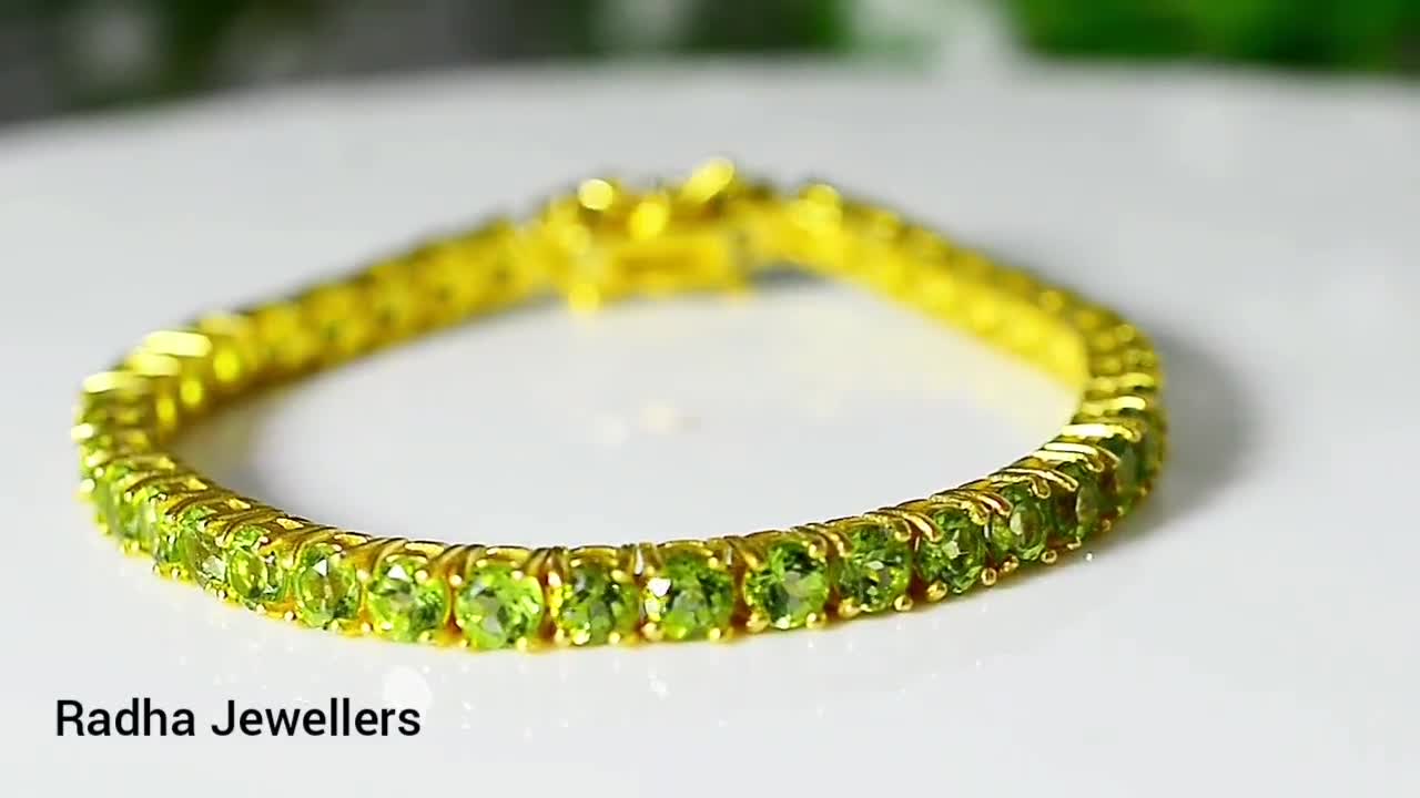 Bracciale In Peridoto Naturale 6,5-8 Pollici - Argento Sterling 925, Pietra Di Agosto, Fatto A Mano, Regalo Chakra