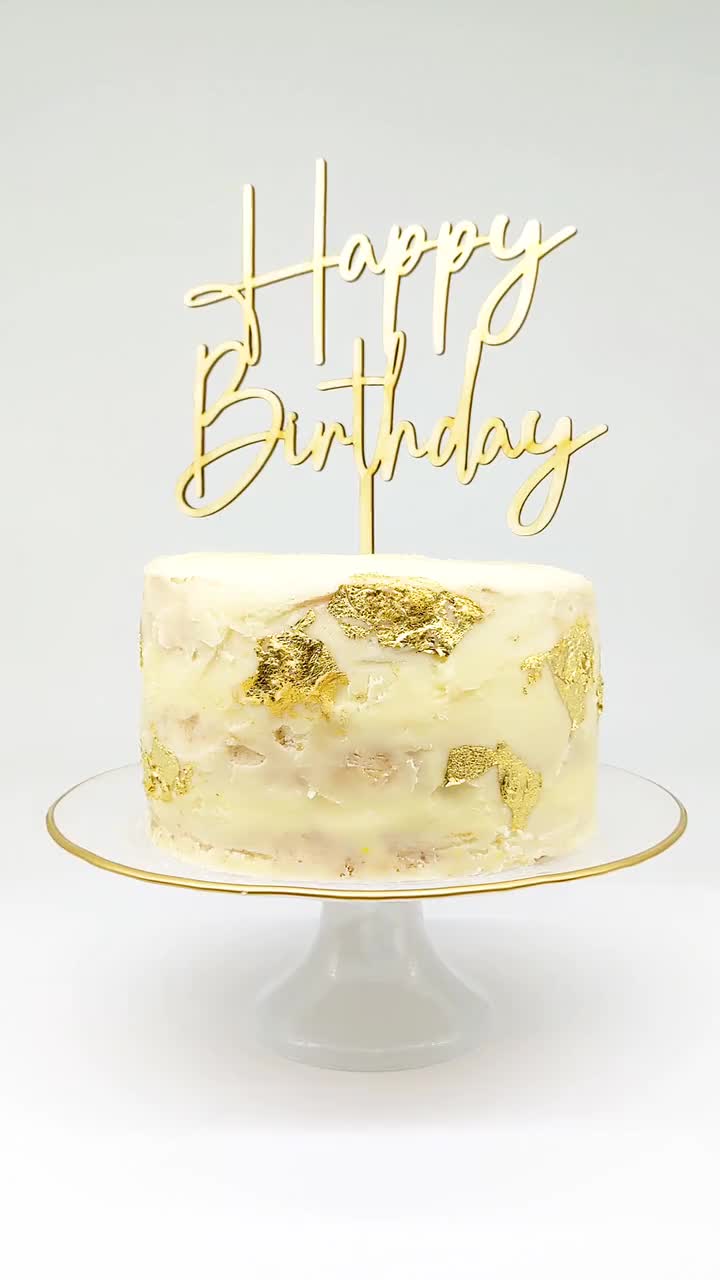 3 -INS – décoration de gâteau acrylique doré joyeux anniversaire,  nouveauté, décoration de gâteau de mariage verticale pour fête d&#
