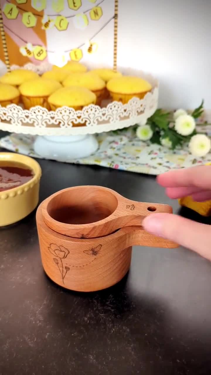 Wooden Measuring Cups, Baking Gifts, Creative Personalized Gifts, Laser  Engraved, Wildflowers, 