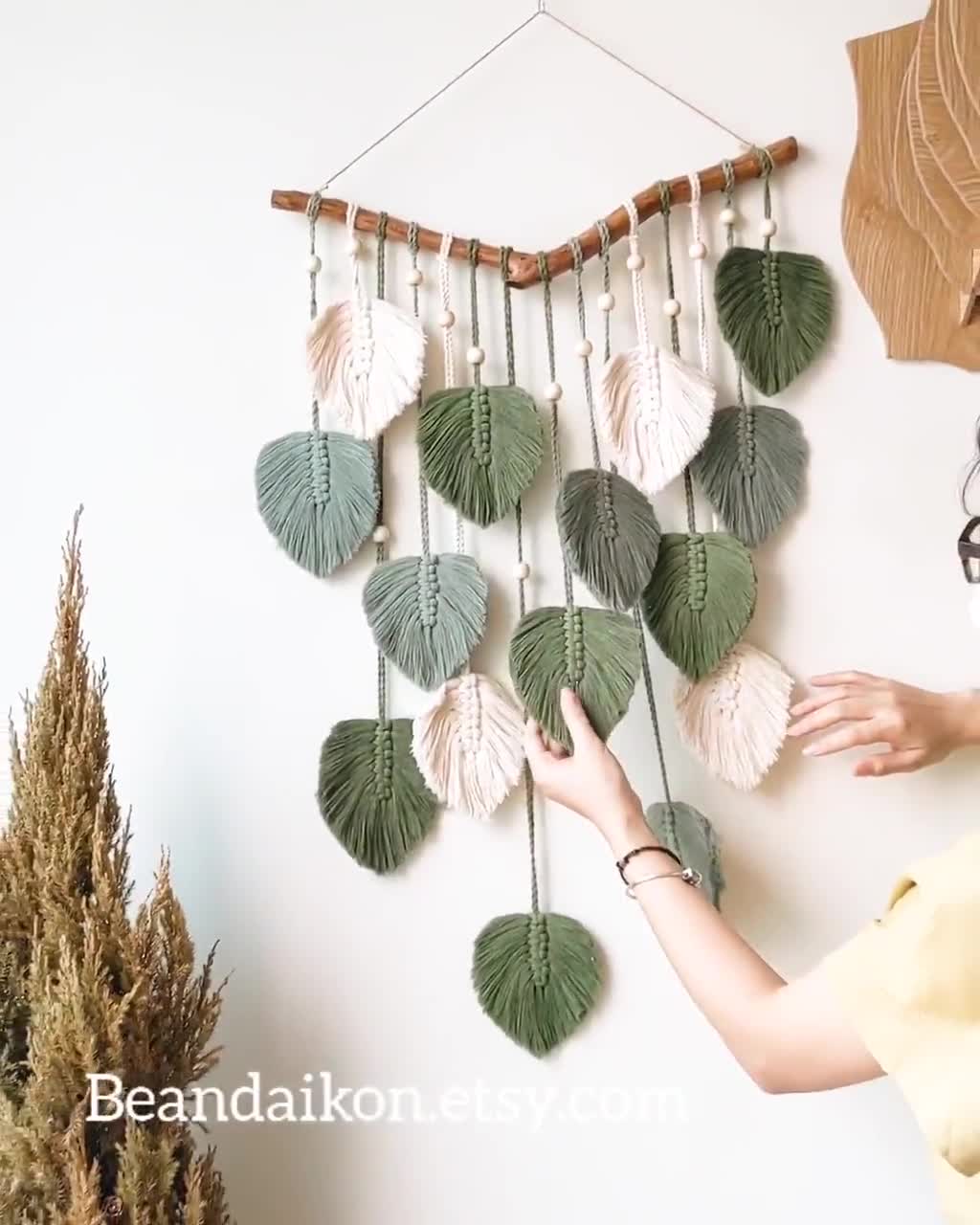 Macrame Leaf Wall Hanging, Variegated Monstera, Safari Nursery Decor, Baby  Jungle Theme, Aesthetic Room Decor, Green Leaves Home Gift, L02 