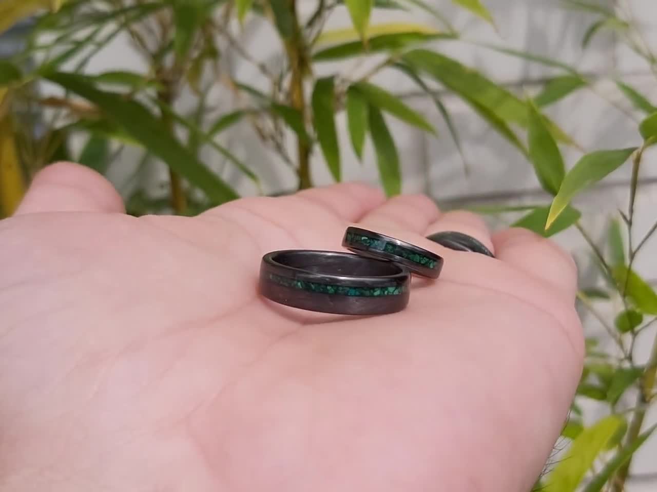 Matching Rings for Couples, Malachite Set, Birthstone Rings, Carbon Fiber  Ring, Engagement Rings