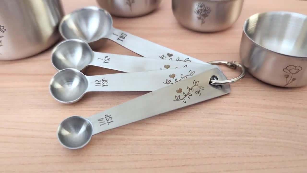 Measuring Cups, Stainless Steel Spoons, Baking Gifts, Wildflower, Gift for  Best Friend Female, 