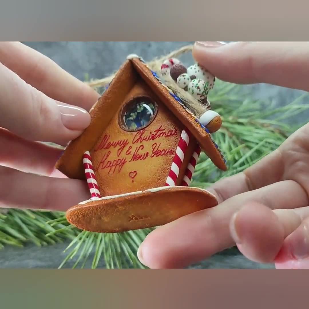 Polymer Clay Gingerbread House Christmas Ornament Video Tutorial (PDF Files) video poster