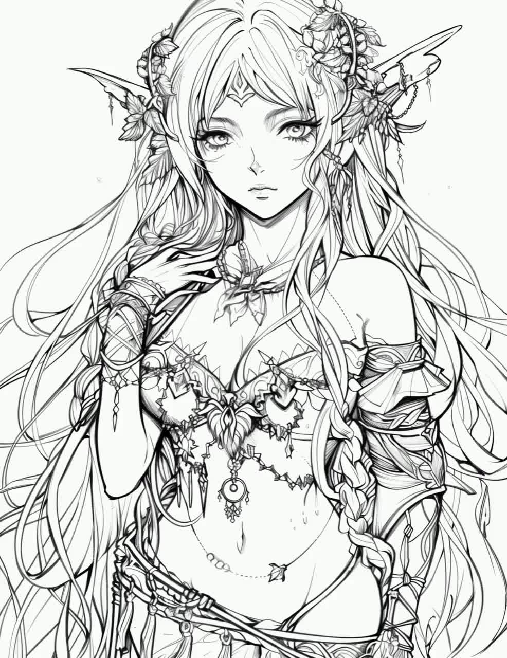Anime Elf Girl Coloring Pages Printable Coloring Pages For Girls