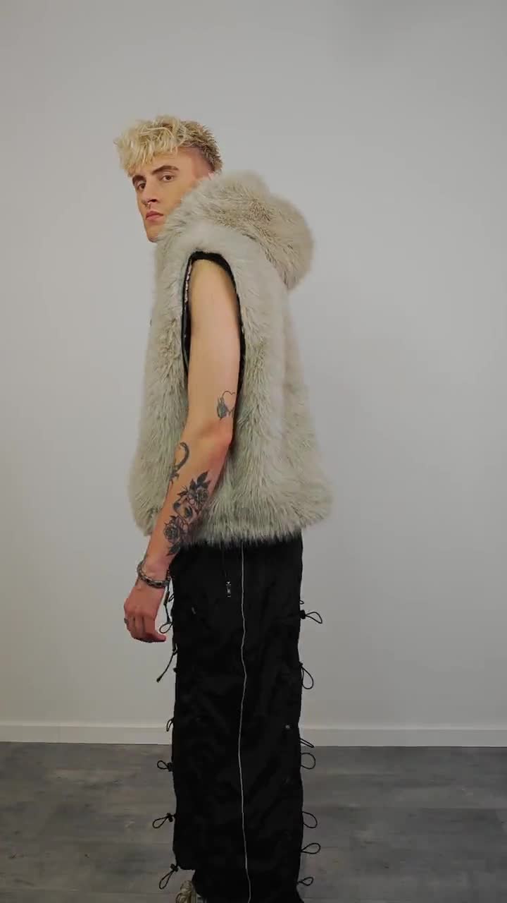 Gray Faux Fur Jacket Shaggy Cropped Bomber Short Going Out