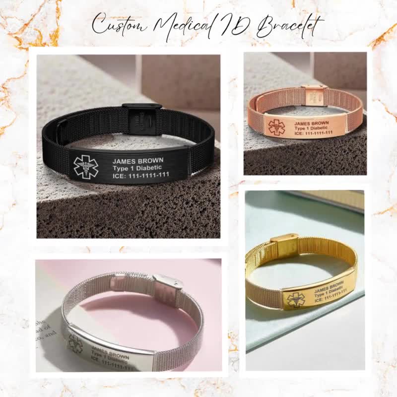 Custom Medical ID Bracelet Stainless Steel Engraved Alert for