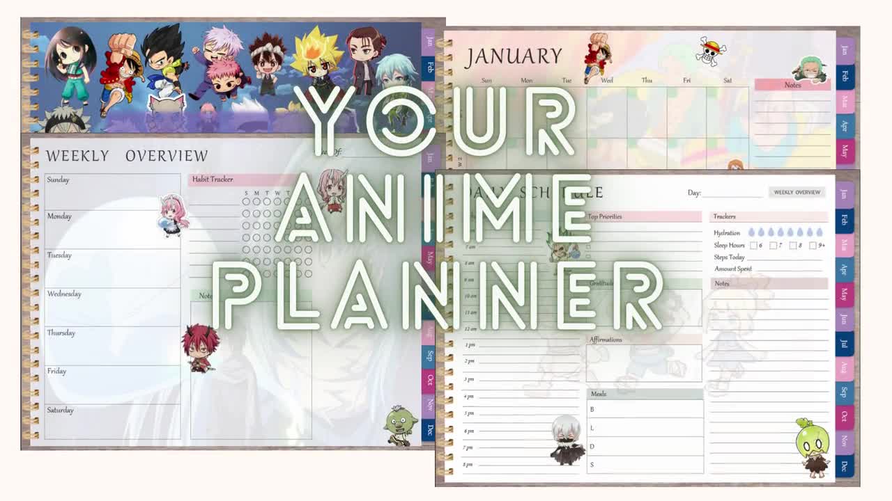 Grupo Erik Fairy Tail Weekly Planner A4 | Anime Calendar | Family Calendar  | 54 Tear
